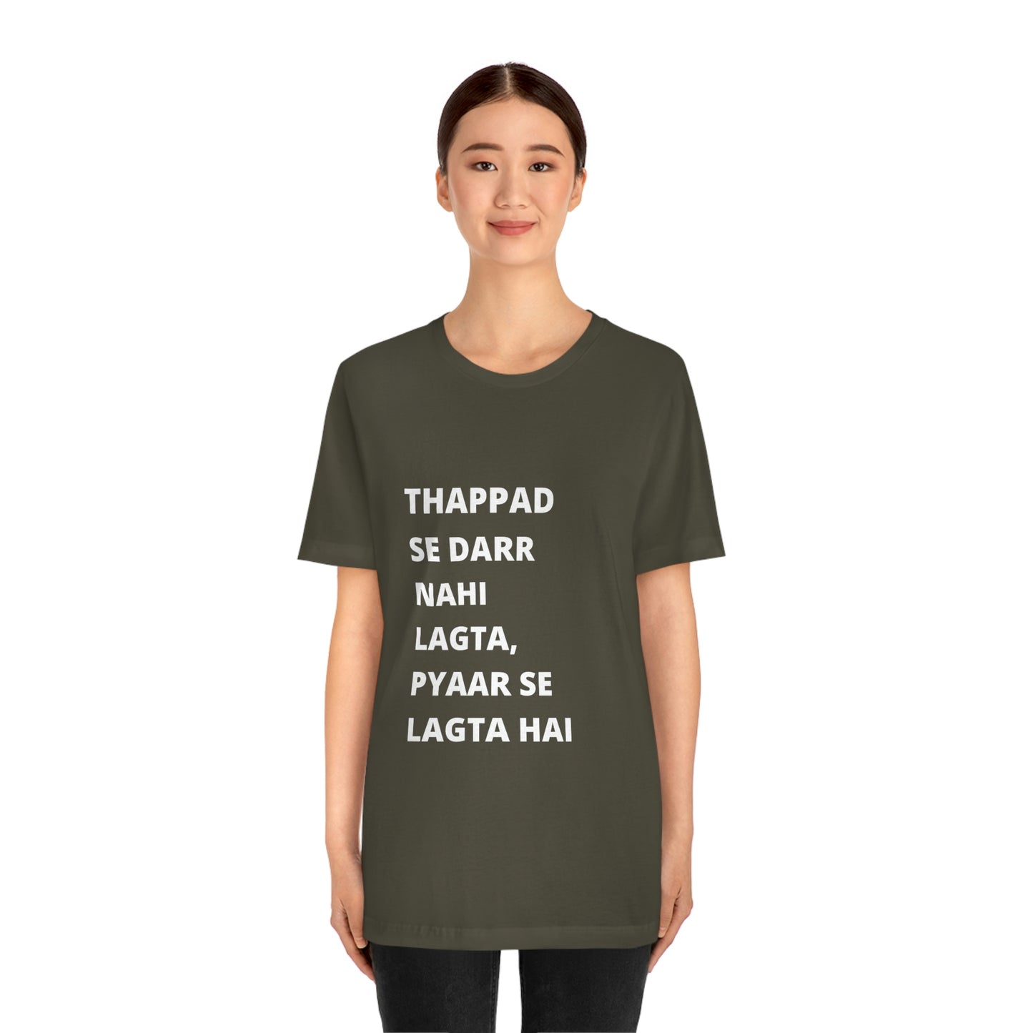 Thappad se darr nahi lagta pyaar se lagta hai Unisex Jersey Short Sleeve Tee - Urban Chic