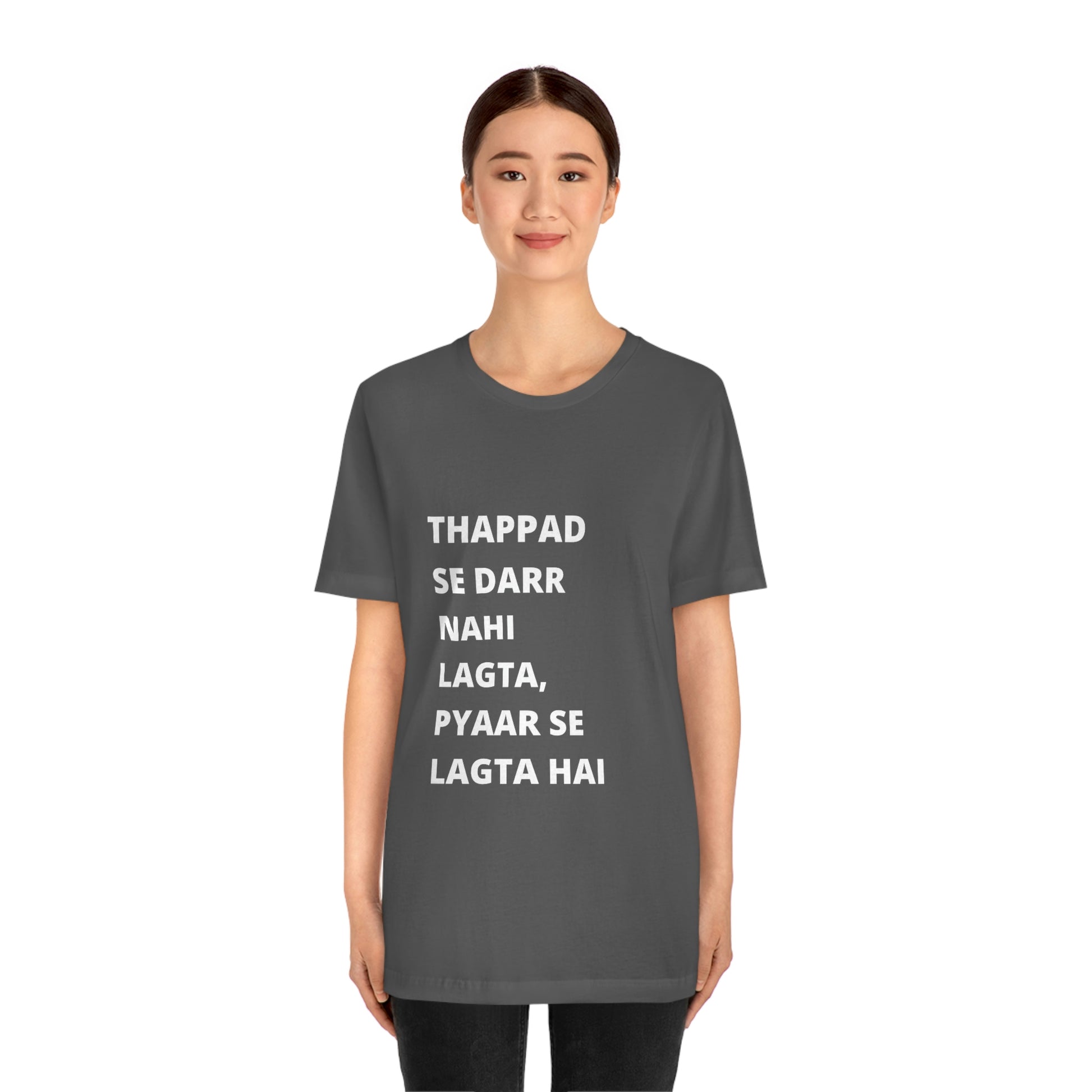 Thappad se darr nahi lagta pyaar se lagta hai Unisex Jersey Short Sleeve Tee - Urban Chic