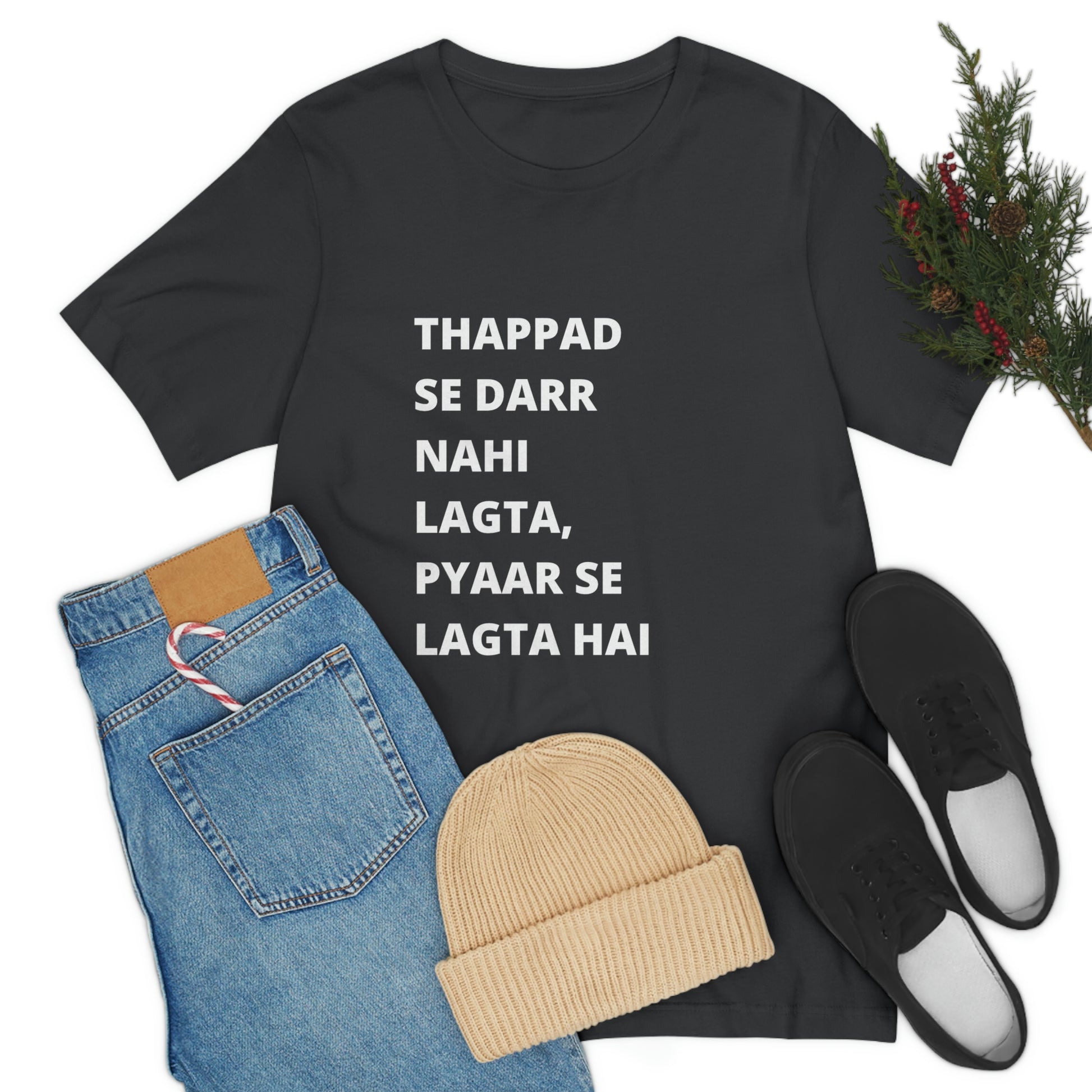 Thappad se darr nahi lagta pyaar se lagta hai Unisex Jersey Short Sleeve Tee - Urban Chic